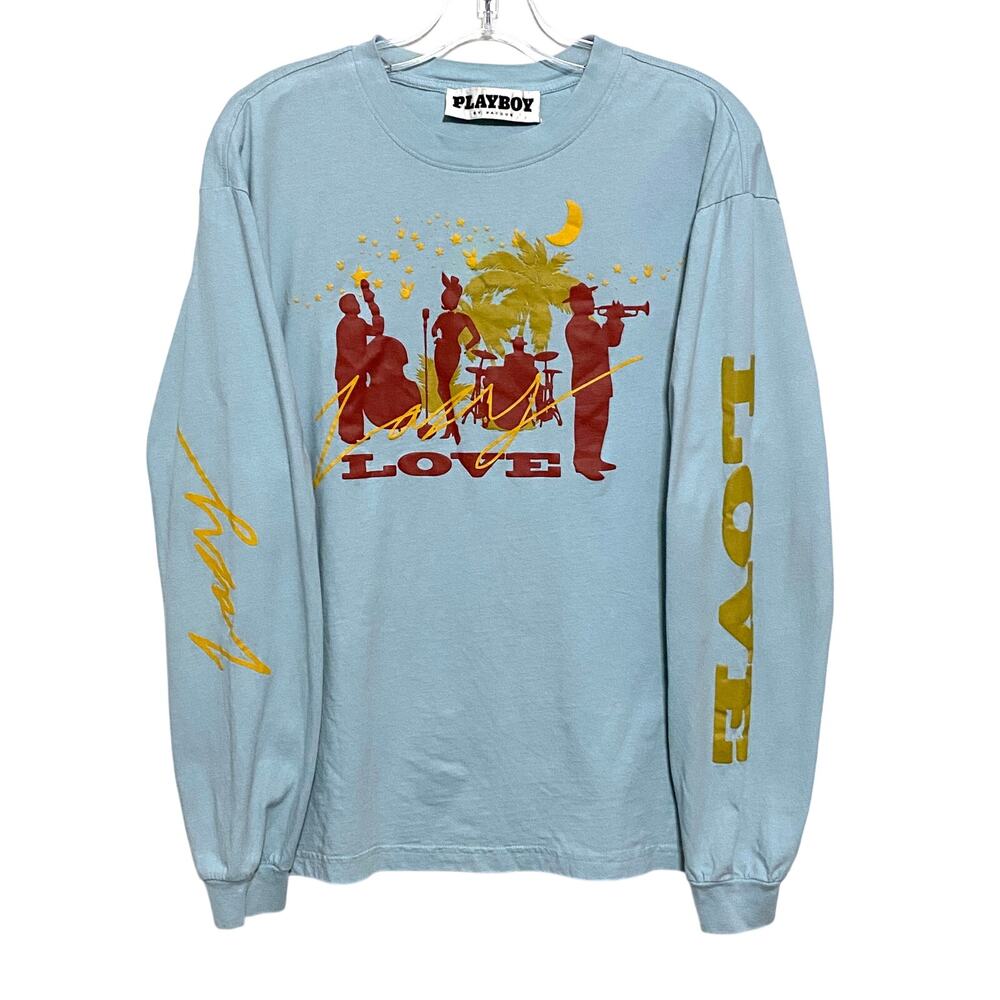 Playboy Pacsun Lazy Love Long Sleeve Shirt Mens M Tropical Band Vacation Y2K
